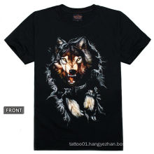 T100256 Wolf Tattoo Design - Black Tattoo Tshirt